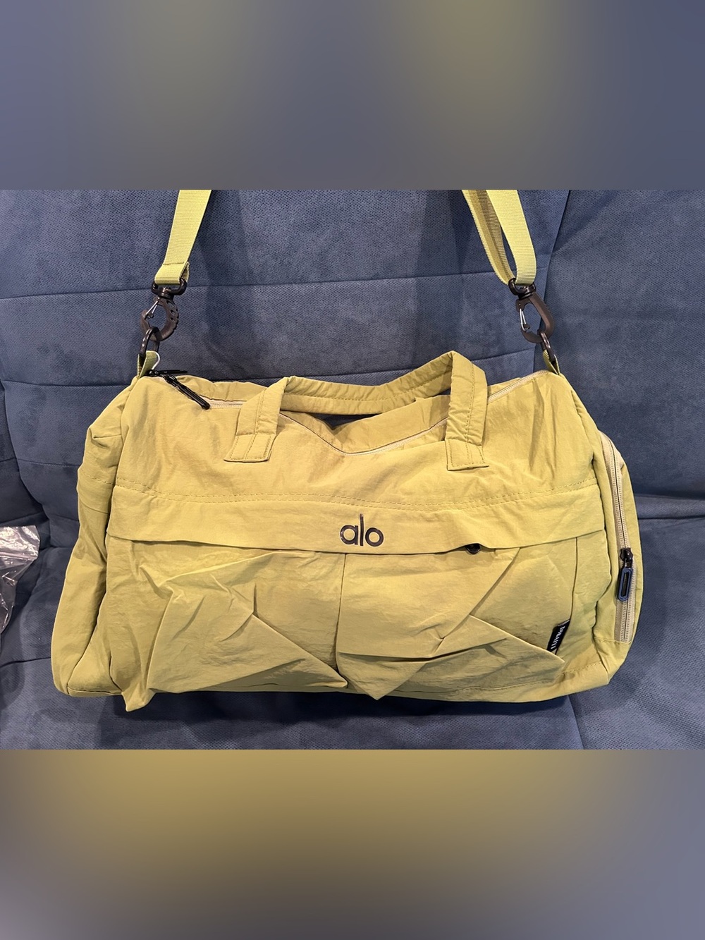 Green duffle bag
